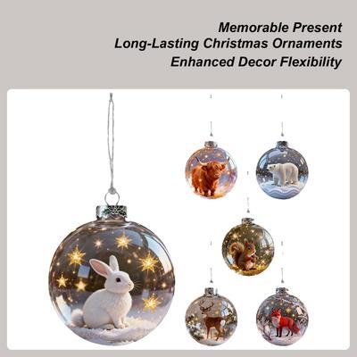 Christmas Wildlife Wonders Ball Ornament 3D Transparent Animal Ball Christmas Decoration Hangable Christmas Tree Ornament