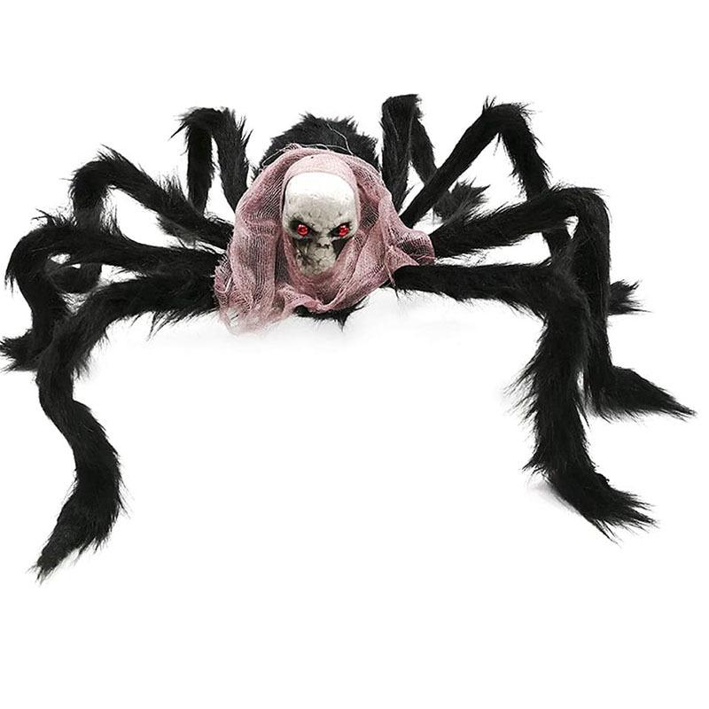 Halloween Decoration Skull Spider Props Funny Spoof Trick Trick Scary Plush Spider