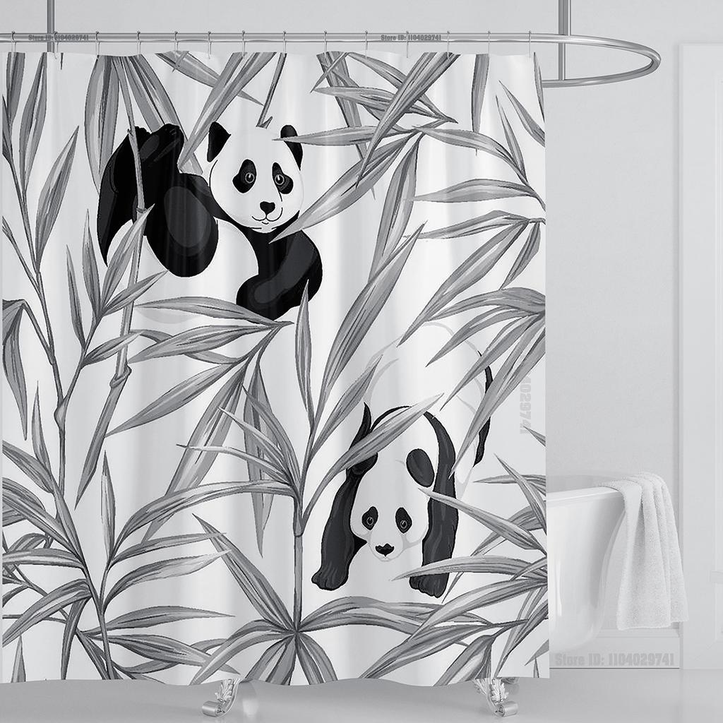 Cat Dog Funny Cartoon Creative Personality Shower Curtains Cute 3D Printed Pvc Fabric with Hooks Waterproof Bathroom Decoration