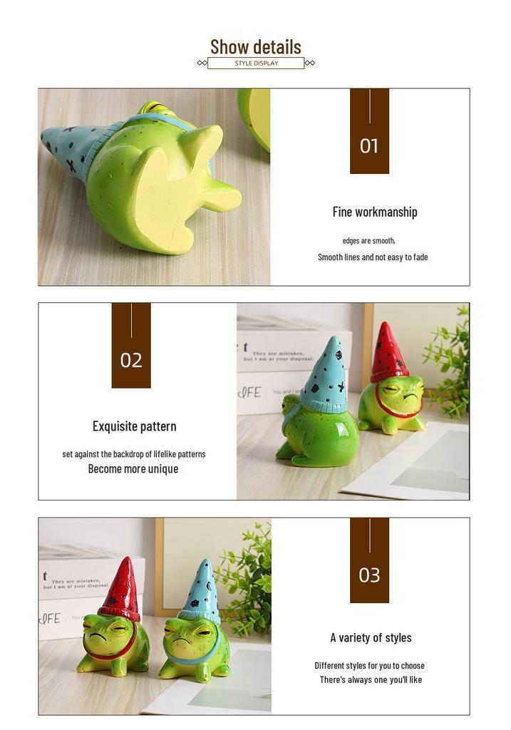Charming Little Frog Garden Ornament – Pointed Hat Sculpture for Balcony Succulent Pots and Micro Landscapes