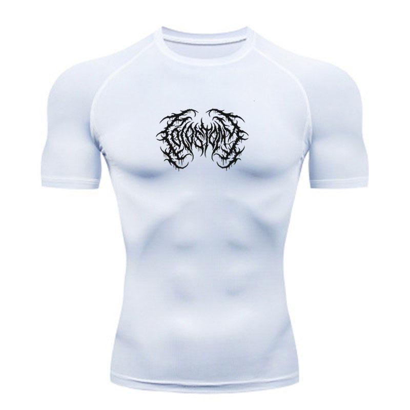 Men's Quick Dry Compression Fitness T-shirt, Skull Thorn Dea