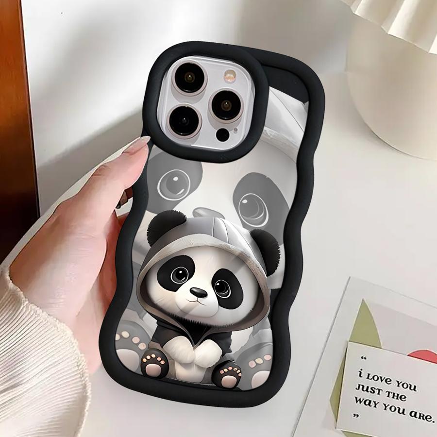 Case for iPhone 8 17 Air 13 14 11 XR 16 Pro Max 12 15 Plus Soft Phone Cover Cute Panda