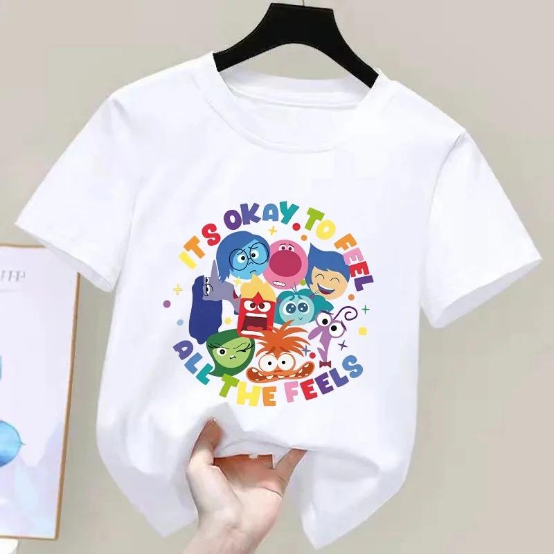 Inside Out Kids T-Shirt 100% Cotton All The Feels Emotion Characters Graphic Print Casual 140