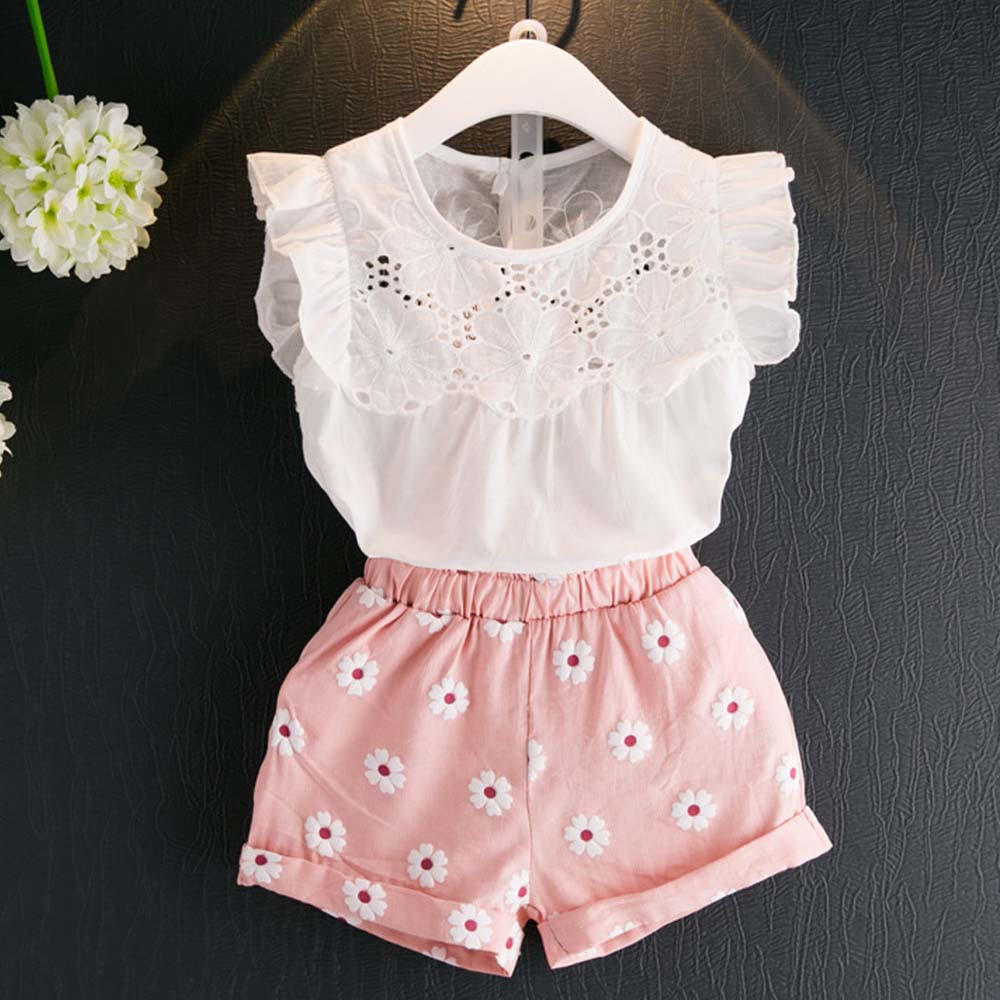 

Toddler Kids Baby Girls Outfits Clothes T-shirt Vest Tops+Shorts Pants 2PCS Set