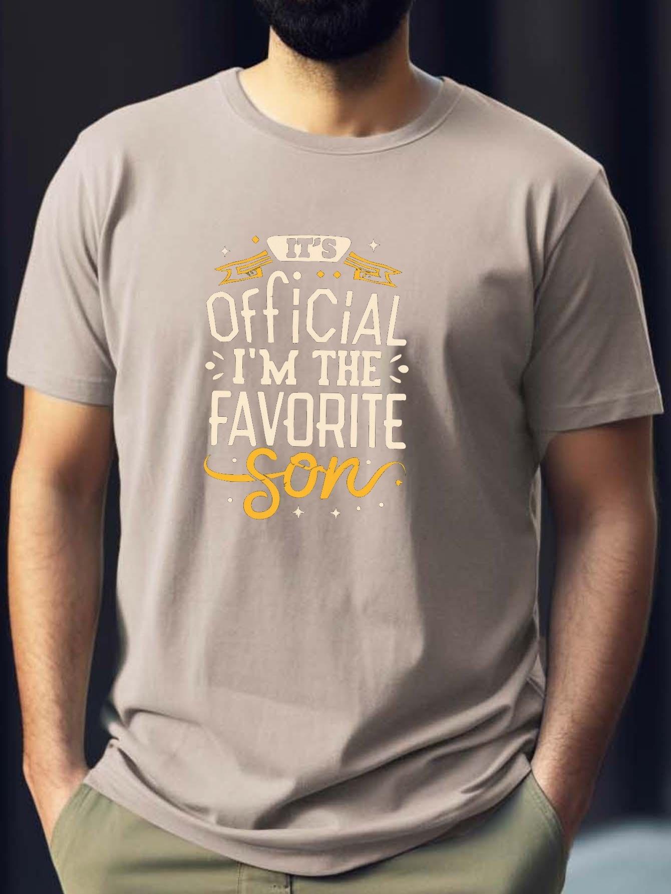 Vintage Im The Favorite Son Mens Casual TShirt Polyester Crew Neck Short Sleeve NonTransparent Geometric Pattern S