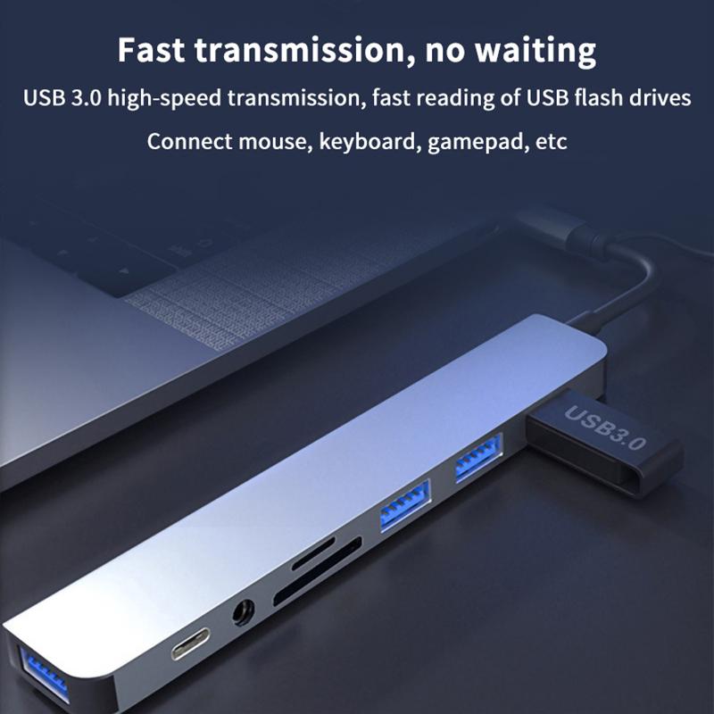 8 In 1 Usb Type C Hub Docking Station With 3.5Mm Audio Jack Adapter Micro Tf Sd Card Reader For Macbook Laptops Tablet Phone