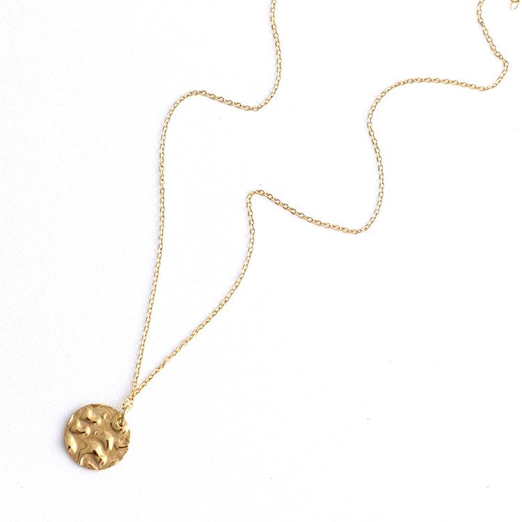 18K Gold-Plated Titanium Steel Pendant, Geometric Round Design, Trendy Style, Similar to Xiaohongshu Necklace.