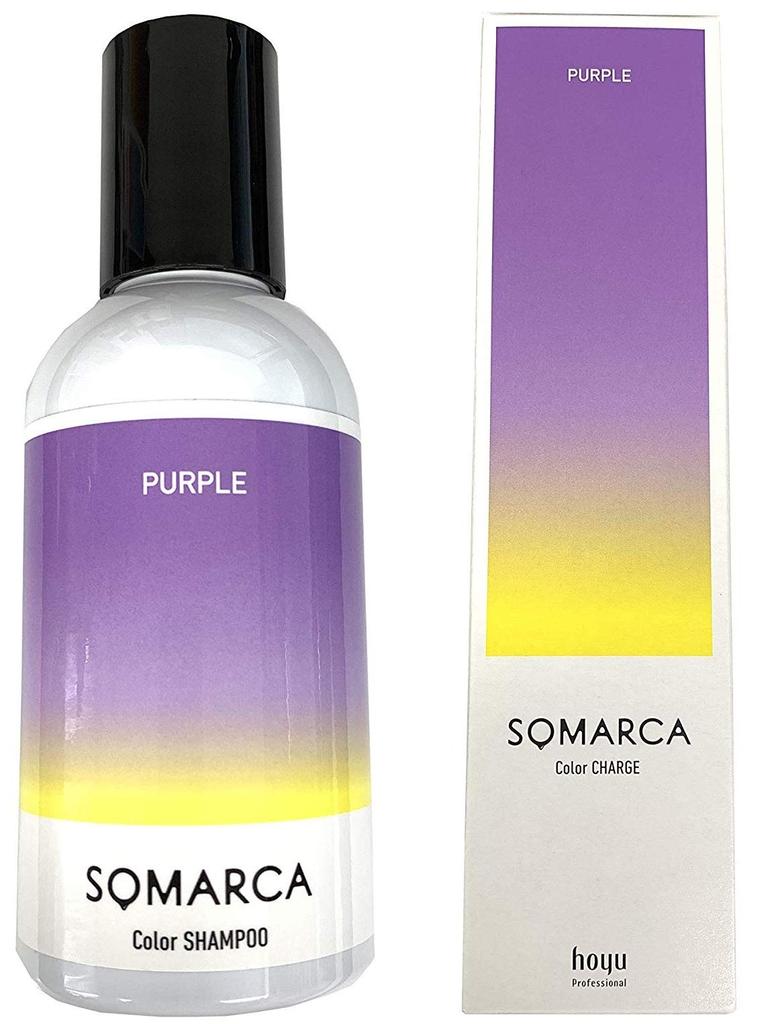 Hoyu Somaruka Color Shampoo Purple 150ml + Color Charge (Color Treatment) Purple 130g (Assorted 2 Bottles)
