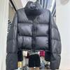 White duck down casual versatile new PU leather noodle down jacket for women, comfortable and warm, petite size oversized jacket for cold protection