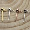 2Pairs 3 4 Mm Real 925 Sterling Silver DIY Earring Findings Ball Bead Head Stud Earring Ear Pin with Loop for DIY Jewelry Making