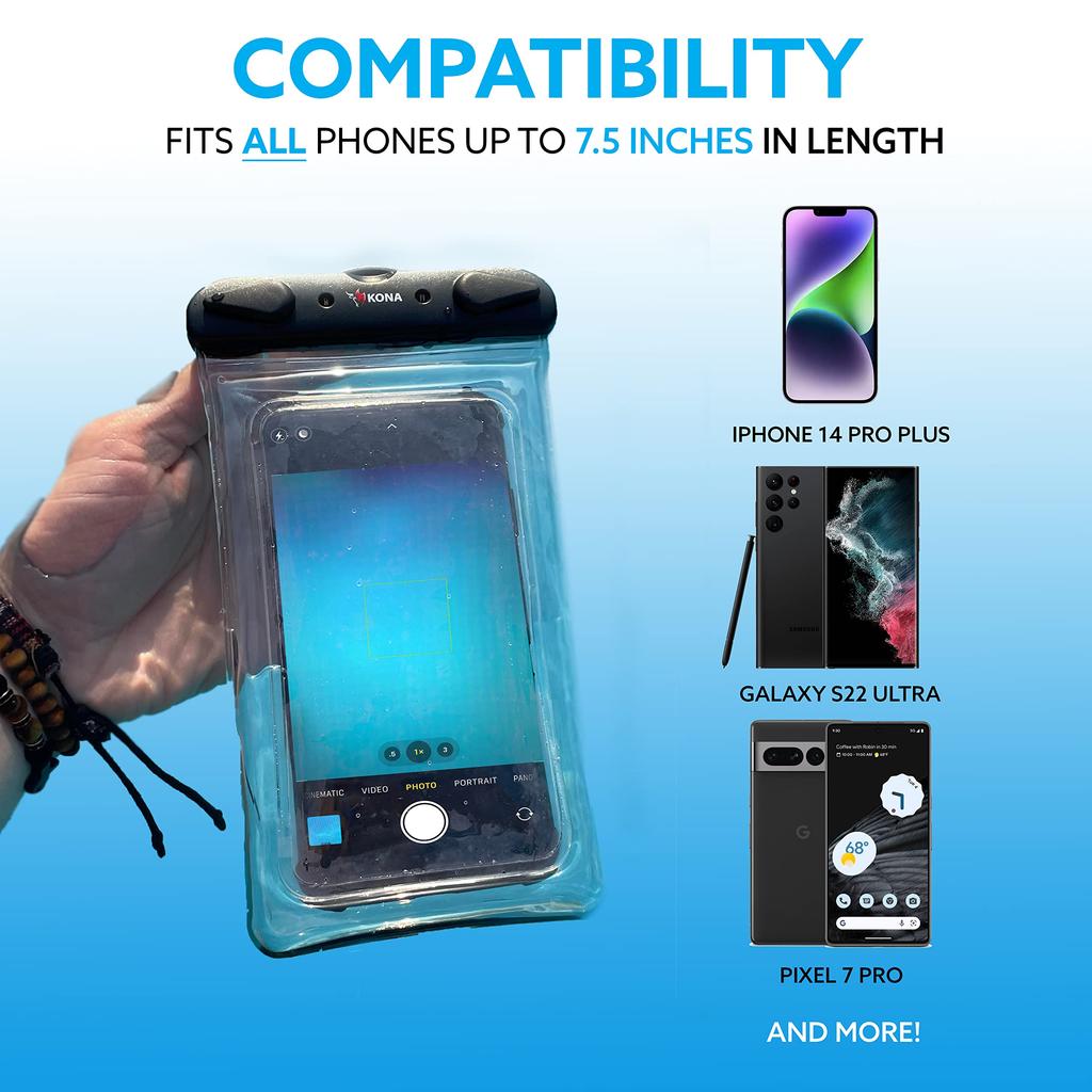 Kona Submariner Waterproof Phone Case for Smartphones Fully Waterproof for the Underwater and for Phones up to inches Also Protects Valuables - Sea,