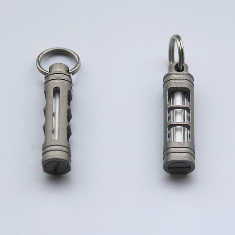 סגסוגת טיטניום אור לילה זוהר אות אור חיצוני EDC זוהר 3.5*25 מ"מ צינור פלואורסנטי מחזיק מפתחות מאיר מעצמו betalight