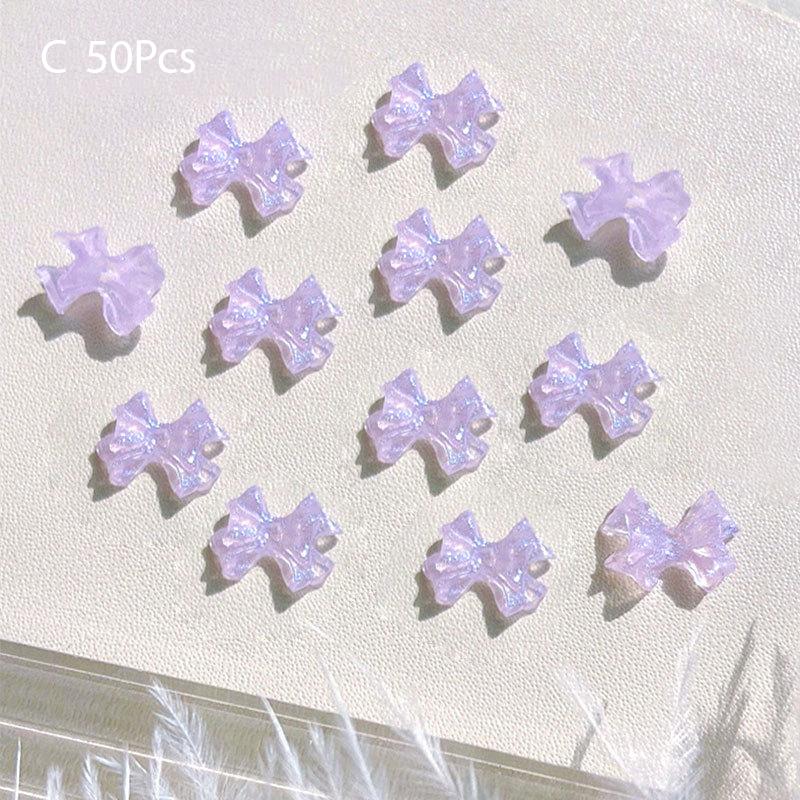 50 шт. Ледяные прозрачные французские ленты Цветные смоляные бантики Заколки Галстуки-бабочки Украшения для ногтей Маникюрные инструменты Аксессуары