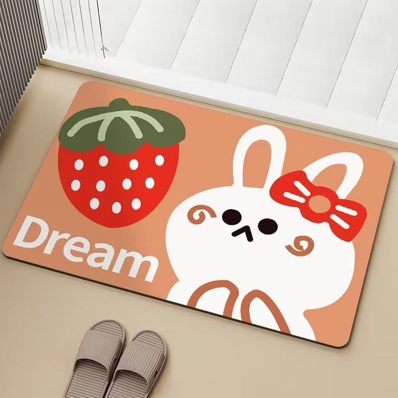 1pc Door Mat Cute Kawaii Bear Rabbit Printed for Home Living Room Decor Non-slip Floor Mat Cozy Carpet for Home Door Decoration