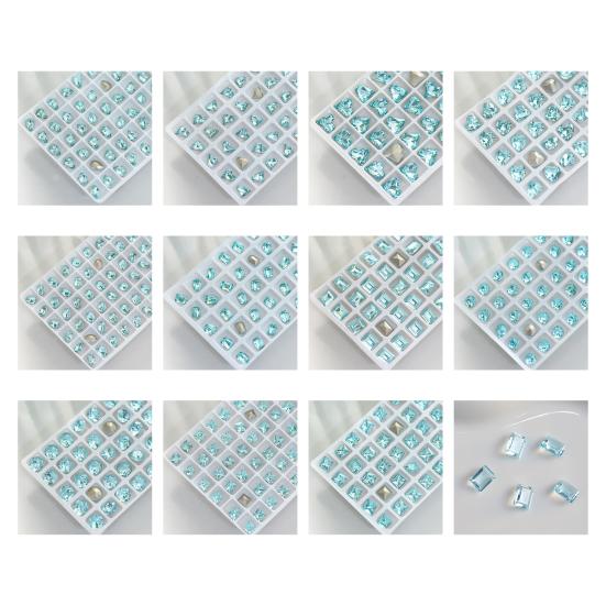 1 Pair 3D Rhinestone Nail Art Charm Light Sea Blue Geometric Faux Crystal Nail Design Jewelry DIY Crafts Nail Decoration