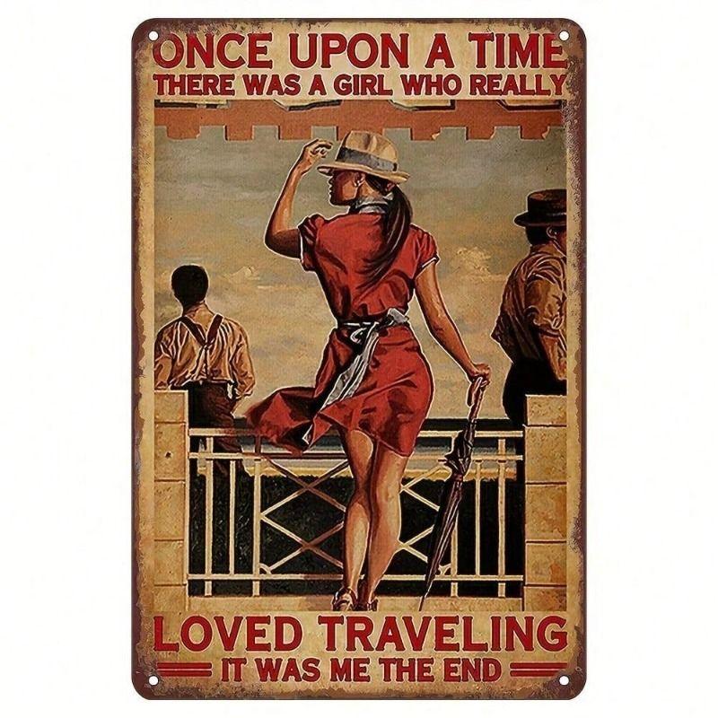 

Vintage Metal Wall Art, Travel Decor for Cafe