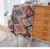 Bohemian Ethnic Knitted Throw Blanket - Nordic Shawl, Air Conditioning Cover, Tassel Bed End Blanket for Homestay.