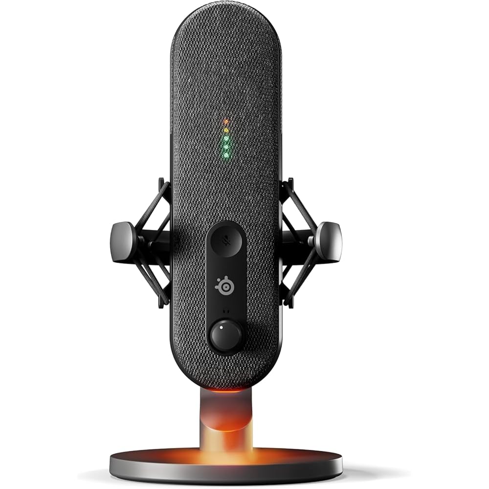 SteelSeries Alias USB Microphone for PC PS5/PS4 with AI Noise Cancelling, LED Monitoring, Cardioid Pattern