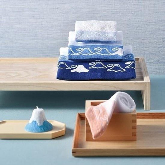 Dolce Duo Imabari Towel Gift 2-Piece Set (Mount Fuji) Face Hand Wooden Box Included Celebration Return Made Japan FJ-1651