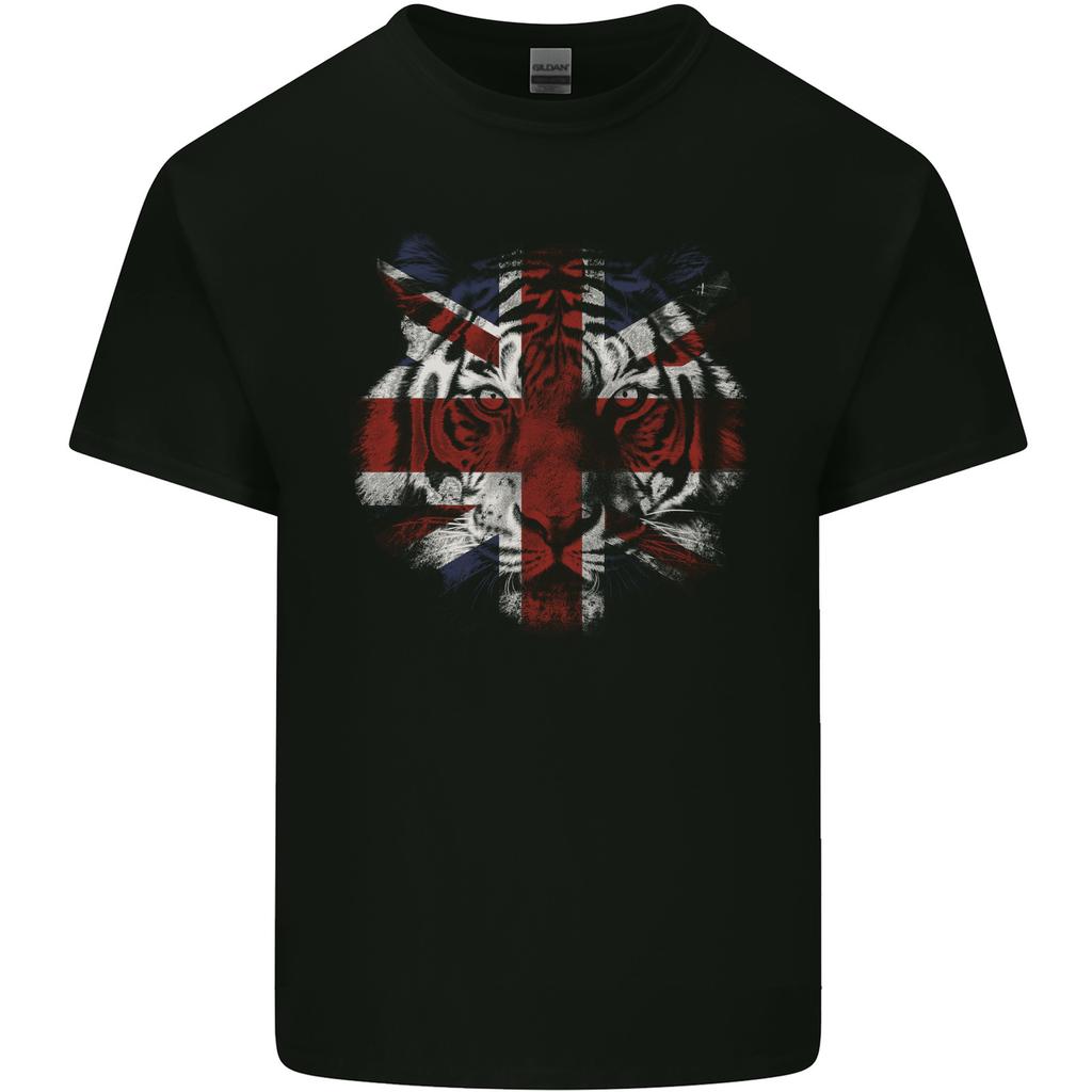 Union Jack Tiger Great Britain Flag UK Unisexs Light Cotton TShirt