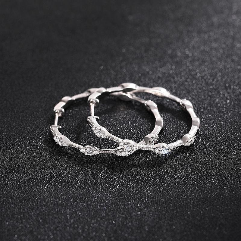 Huitan  Color Circle Hoop Earrings with Shiny Cubic Zirconia Crystal Fashion Versatile Female Earrings Statement Jewelry
