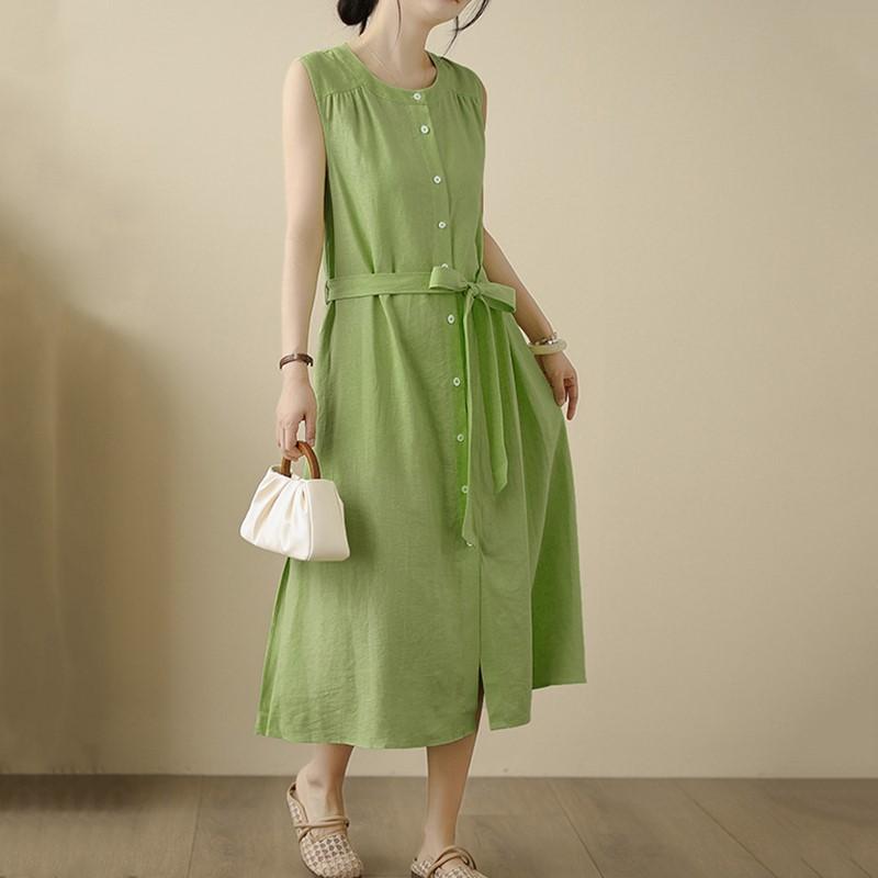 Sleeveless Plus Size Cotton Vintage New In Dresses for Women Casual Loose Long Summer Dress