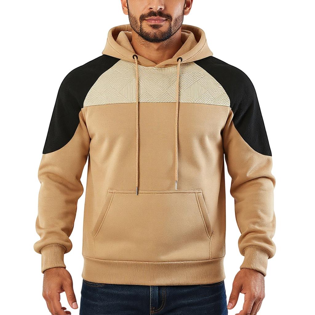 Men's Hooded Sweatshirt, Contrasting Color Sweatshirt, Sports  Zipper Casual Jacket