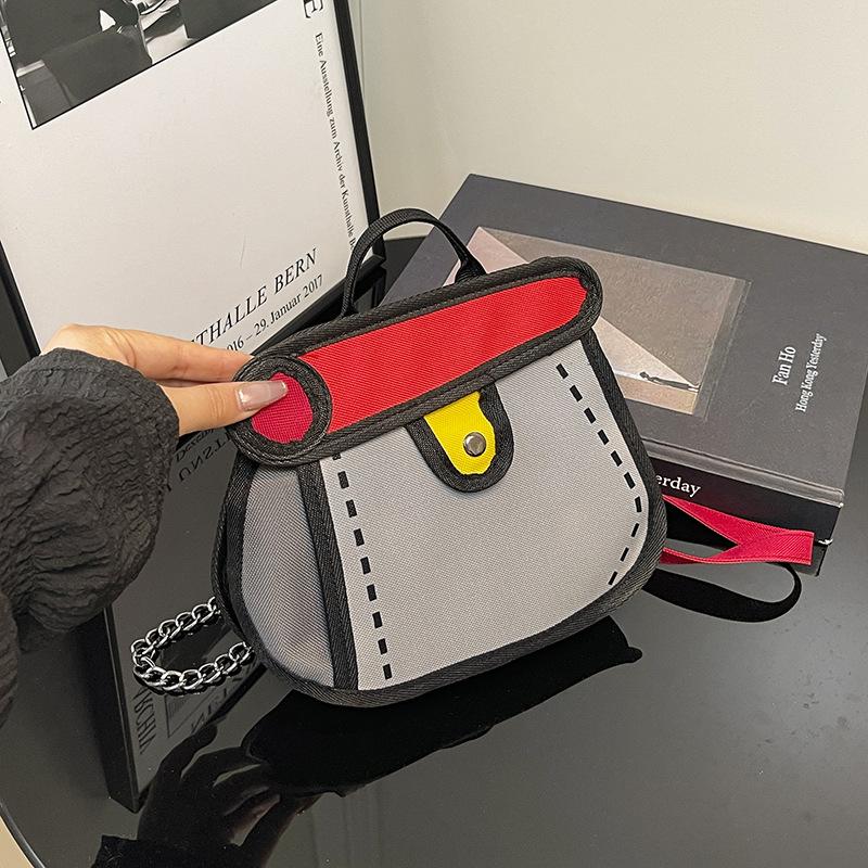 

Двумерная юань нишевая универсальная дизайнерская наплечная сумка женская мультяшная печать углубление повседневная личностная сумка-мессенджер красный