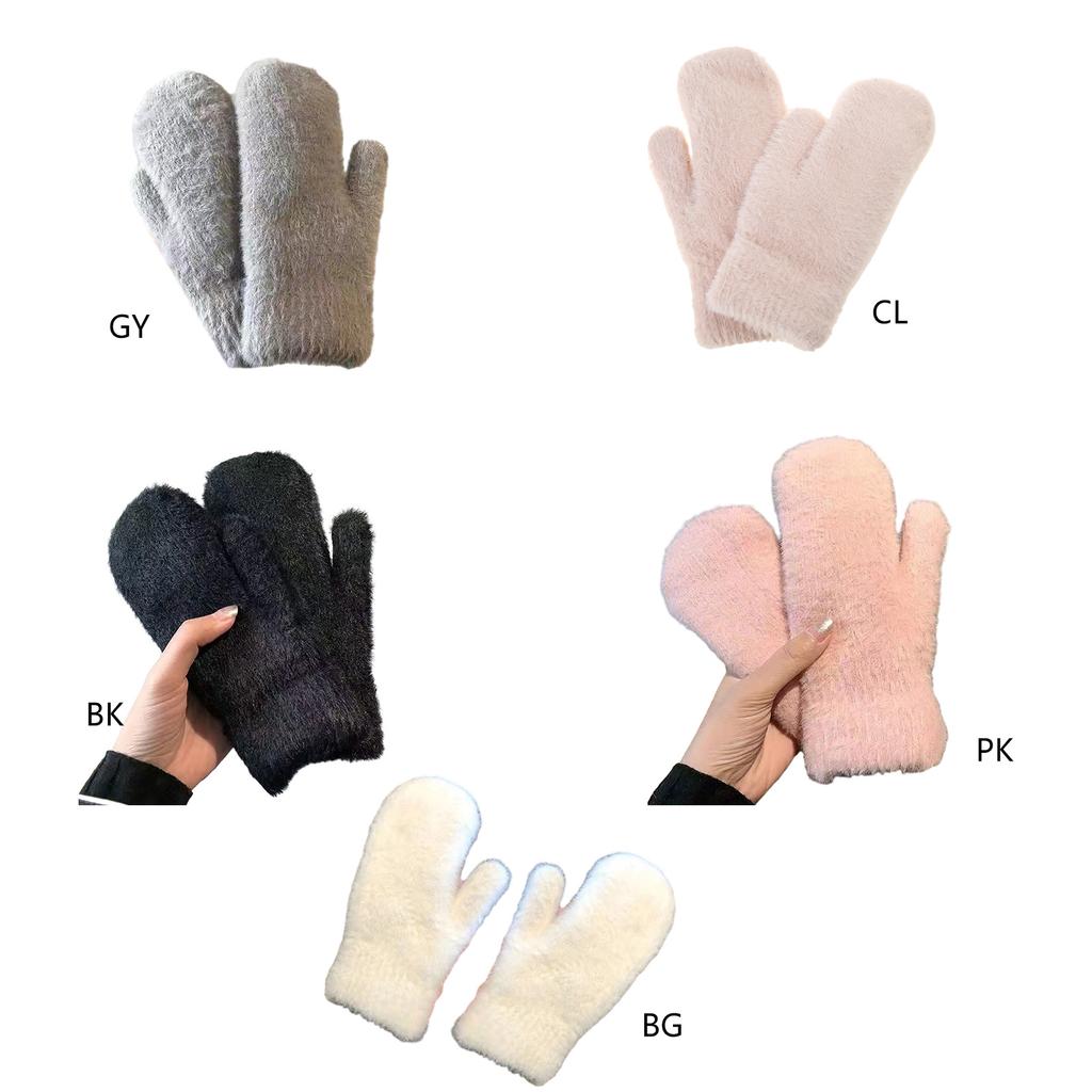 Faux Furs Mittens Women Winter Warm Gloves Faux Furs Gloves Stretchy Cuff Comfortable Wear for Skating Skiing Hunting