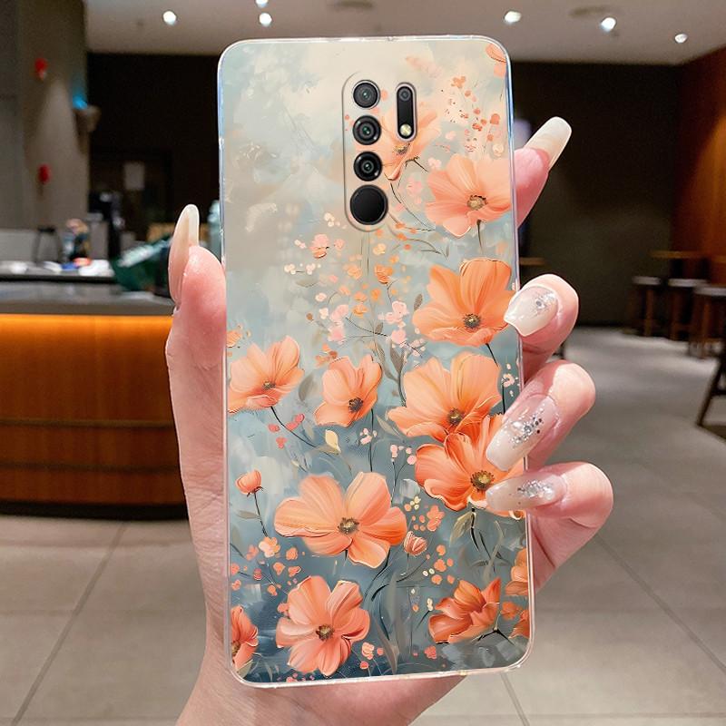 For Redmi 9 Case Redmi9 Clear Luxury Butterfly Flower Soft TPU Casing Cover For Xiaomi Redmi 9 Transparent Silicone Phone Case