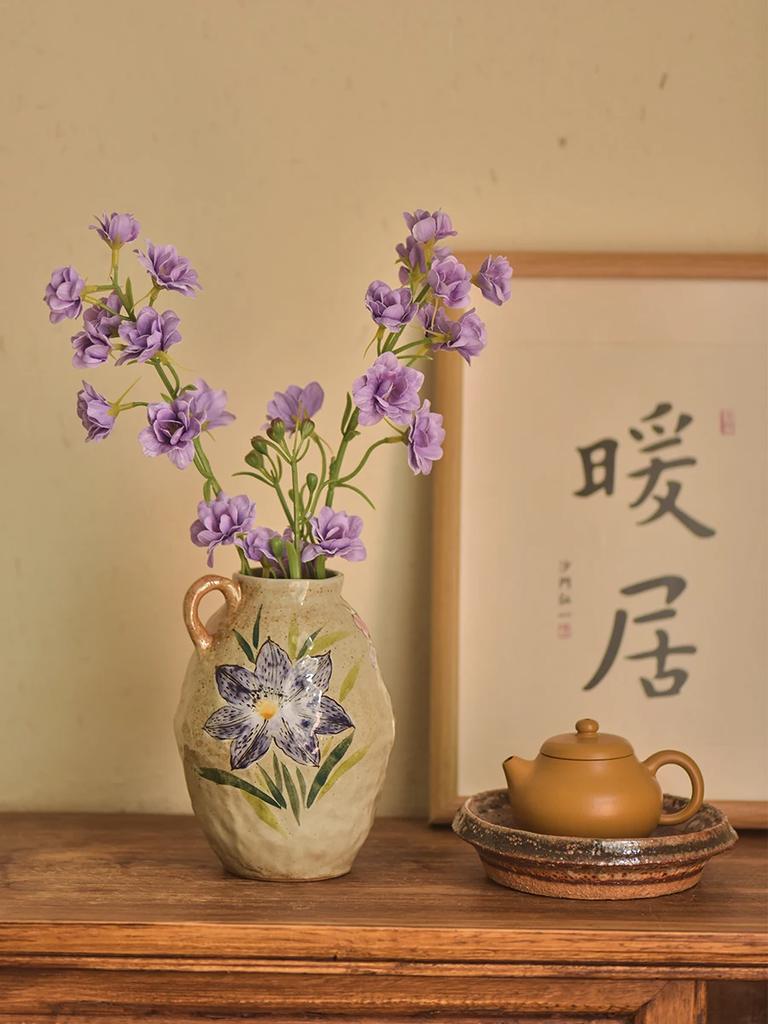 Vaso Idroponico Ceramica Decorazione da Tavolo Casa Soggiorno Composizione Floreale Orecchio Singolo Pittura a Mano Stampa Combinazione Libera