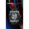 POEDAGAR Moderne Hohlzifferblatt Uhr Sport Top Marke Tonneau Wasserdicht Leuchtend Kalender Silikonarmband Herren Uhren Reloj Hombre