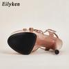 Eilyken Sommer Sexy Schmaler Riemen Damen Sandalen Extrem Hohe Absätze Mode Peep Toe Party Plateau Pumps Stripper Schuhe