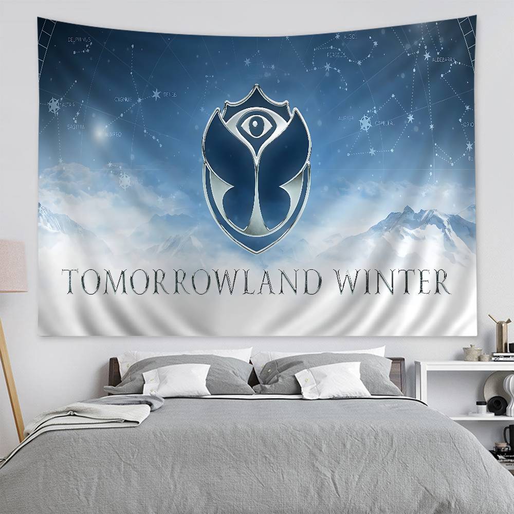 TTomorrowland Music Logo Printed Large Wall Tapestry Art Science Fiction Room Home Decor Decor Blanket