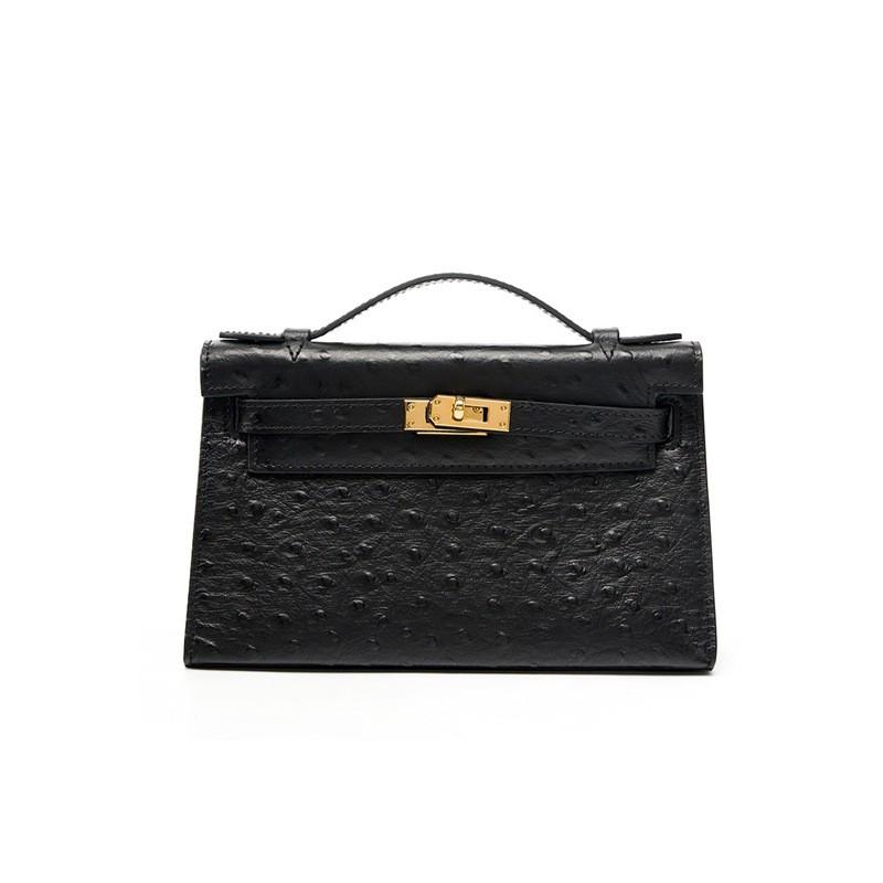 Tasche mit Straußenmuster Handtasche Schultertasche Oberste Schicht Rindsleder Modisch Vielseitig High-End-Design Nische Crossbody