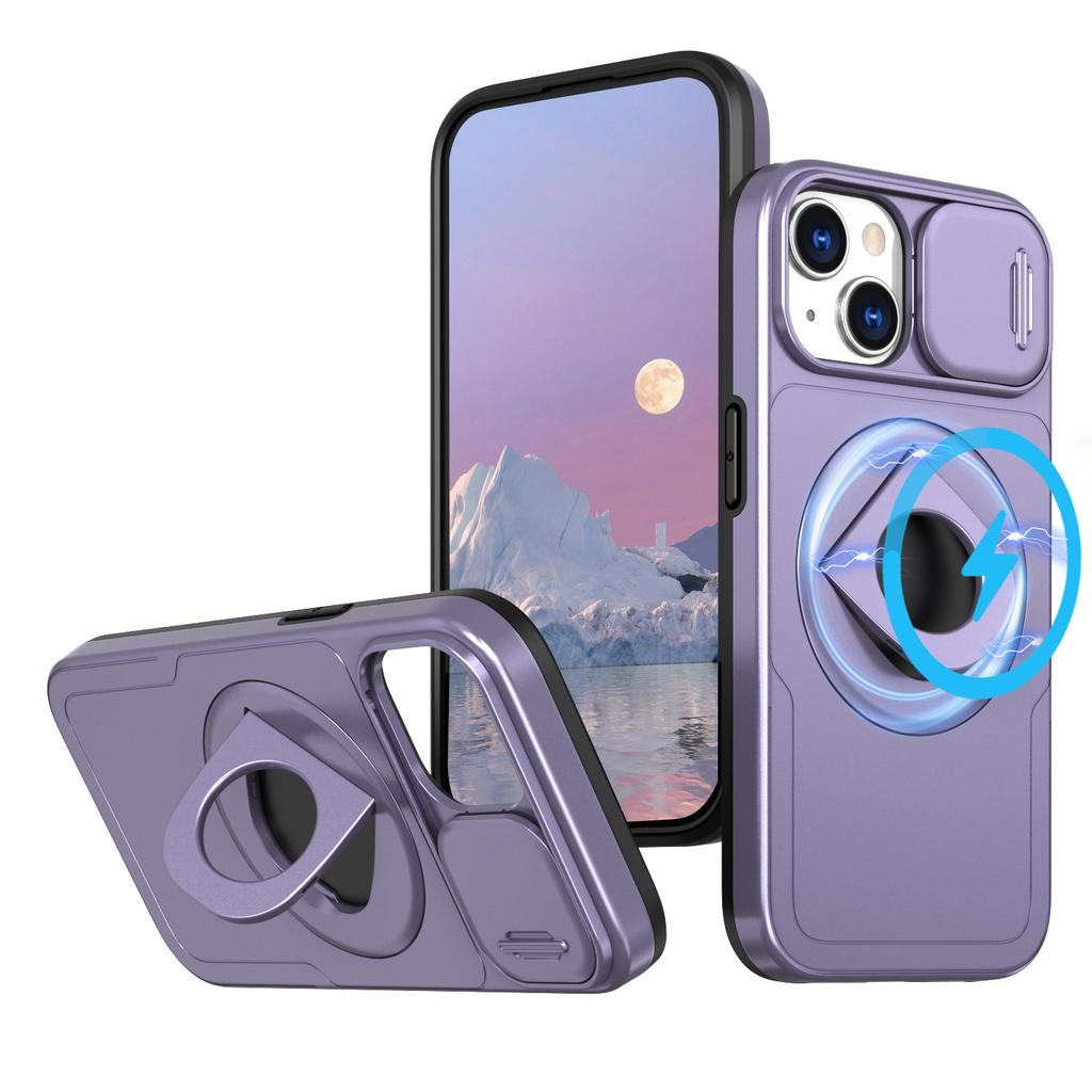 Luksusowe Wojskowe Magnetyczne Przesuwane Etui Ochronne na Aparat Dla iPhone 16 15 14 13 12 11 Pro Max Plus X XS XR SE 8 7 Pokrowiec ze Stojakiem Pierścieniowym