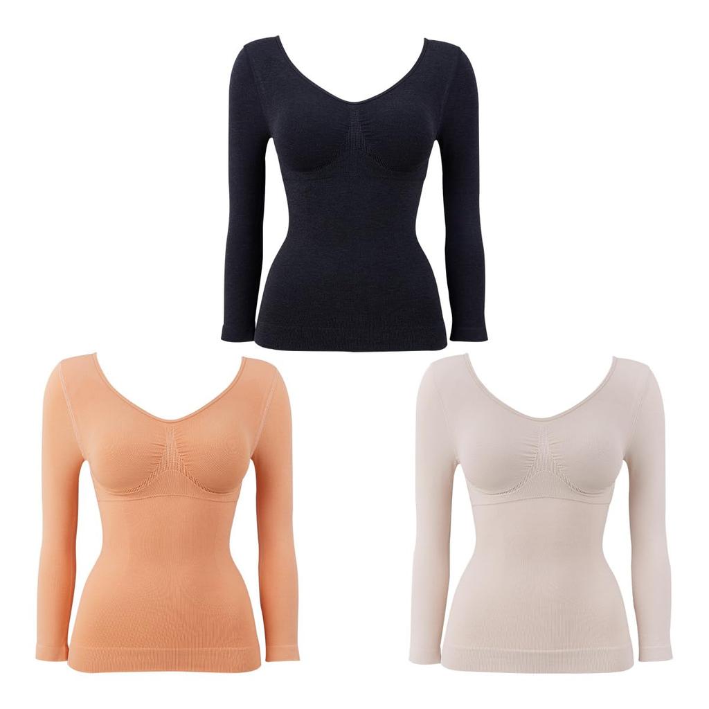 Genie Glamour Shape Warm Fit Winter Size 4L Japanese 3-Piece Set, Women's Shapewear, Moisture-Wicking, Heat-Generating, Bra, Heattech, (Authentic