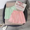 Women's Drawstring Elastic Waist Wide Leg Shorts A-Line Casual Shorts Thin Polyester Summer Sports Bermuda Shorts