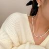 French Light Luxury Small Fragrance Basic Textured High-Quality Glass Pearl Necklace Collarbone Chain Women'S Neck Chain Simple
