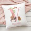 Personalized Pillow Case Initial with Name  Safari Animal  Pillow Cover Kids Bedroom Wild Party Decor Kids Birthday Shower Gift