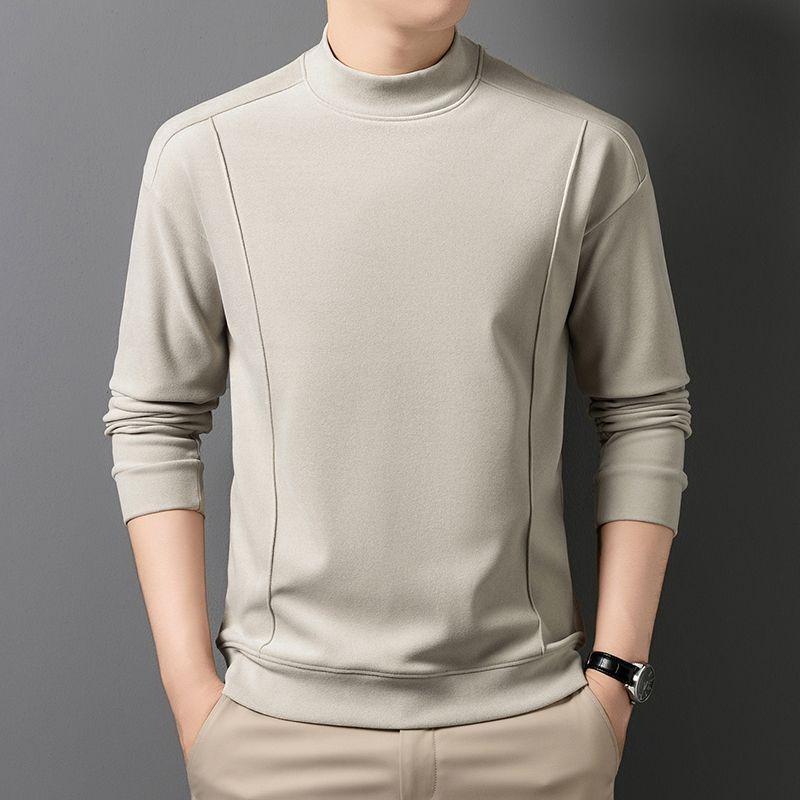 

Осень Зима Мужская Новая Футболка с Длинным Рукавом Теплый Немецкий Вельвет Пуловер Толстовка Низ Однотонный Топ L бежевый