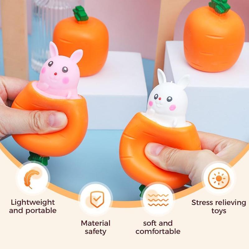 Squeeze Toy Carrot Rabbit Pop Up Stress Relief Toy Cute Bunny Decompression Toy Desktop Ornament Holiday Gift