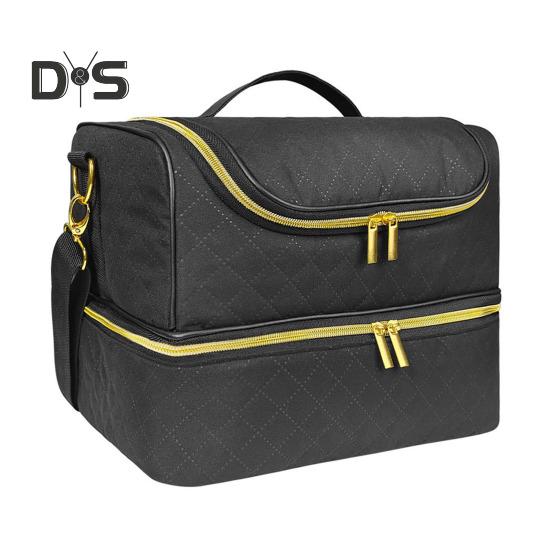 

Сумка для хранения лака для ногтей с ручкой, несколько отделений, большая вместимость, застежка-молния, двухслойная сумка-органайзер для принадлежностей для ногтей чёрный