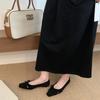 Französische duftende flache Sohle quadratischer Kopf rote Schleife Einzelne Schuhe Damenschuhe 25 neuer Frühling vielseitig sanfte Pendlerschuhe
