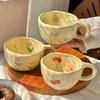 Ręcznie szczypane nieregularne kwiatowe ceramiczne kubki do kawy, kubki do mleka i herbaty, koreański styl, owsianka, śniadanie, kubek do picia, kubek kuchenny