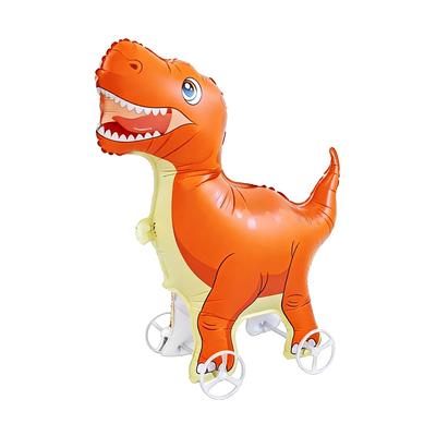 Movable Design 4D Dinosaur Balloons Drawing Foil With Wheels Standing Foil Balloons Animal Balloon Foil Balloons With Wheel