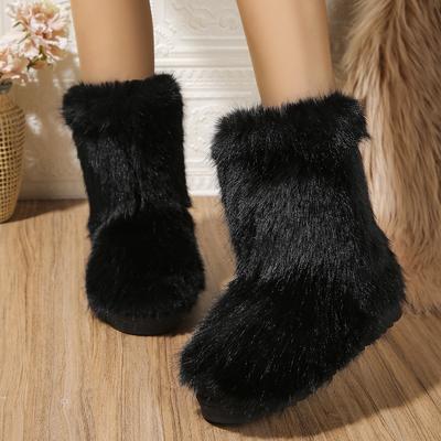 Fashion Winter Women Fluffy Faux Fox Fur Boots Woman Plush Warm Snow Boots Luxury Footwear Girls Furry Fur Bottes Fashion Winter Shoe
