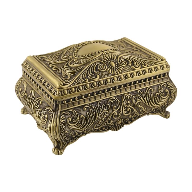 Antique Tin Metal Jewelry Storage Box Dustproof Moisture Resistant Antique Metal Jewelry Organizers Box For Home Decors