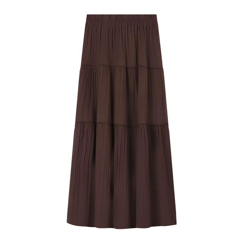 

Kumikumi Idle Style Solid High Waist Pleated Skirt Women clothes Autumn Loose Drape Large Swing Skirt Midi dress Curry color One size