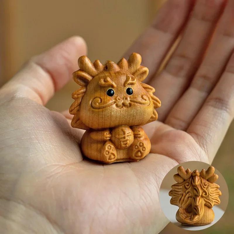 Mini Cute Wooden 12 Zodiac Snake Dragon Rat Rabbit Dog Chick Monkey Figures Animal Fun Desktop Ornament Home Decor Birthday gift